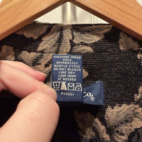 Vtg Denim & Co Tapestry Blazer Jacket Large Floral Damask Boho Dark Academia - Picture 7 of 16